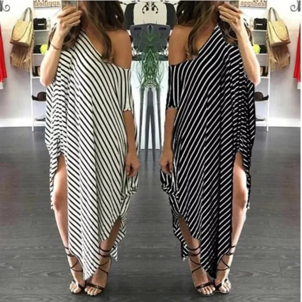 WOMEN OFF THE SHOULDER CASUAL KAFTAN SUMMER DRESS